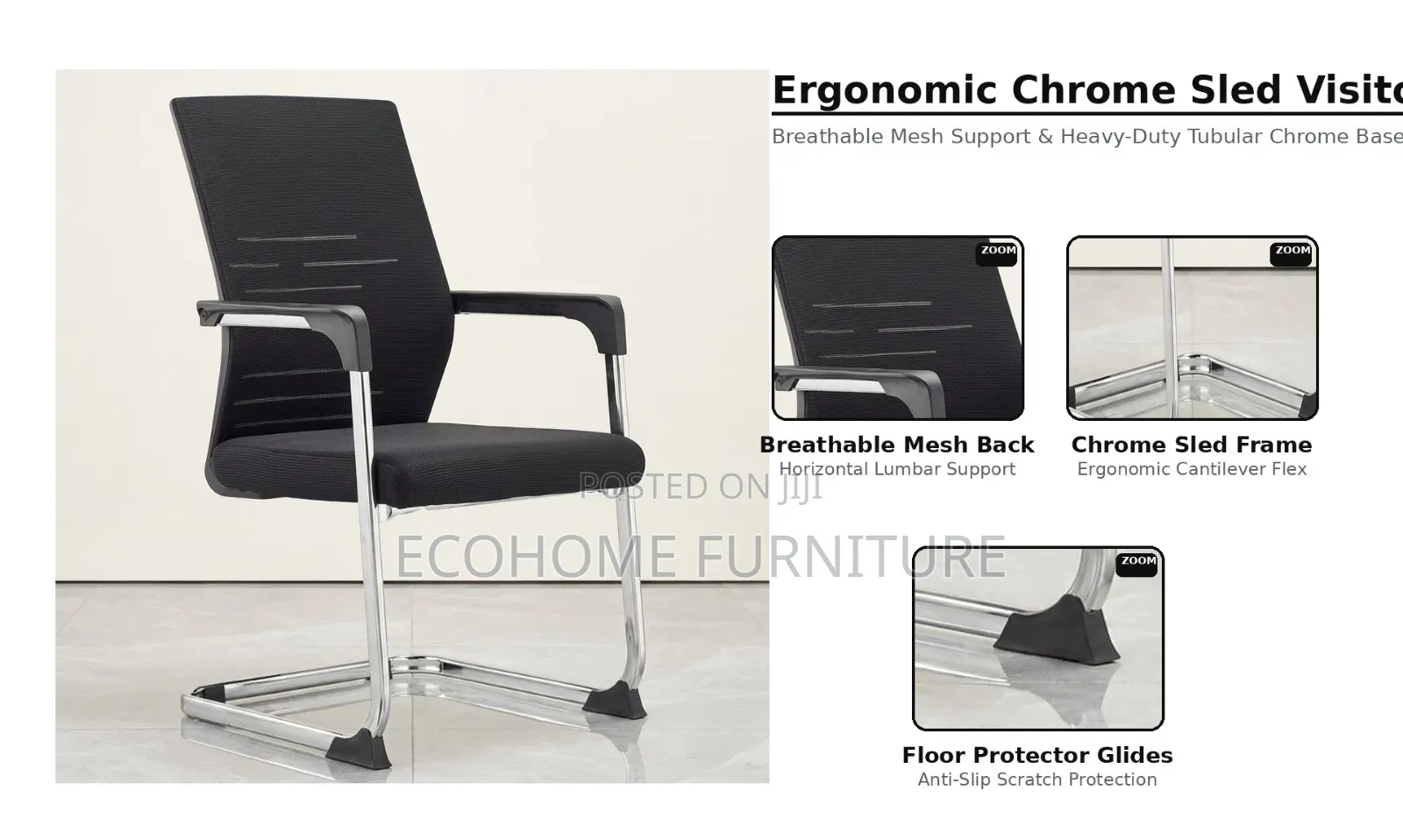 Visitor Chair – Premium Mesh Chrome Sled Frame Office Chair