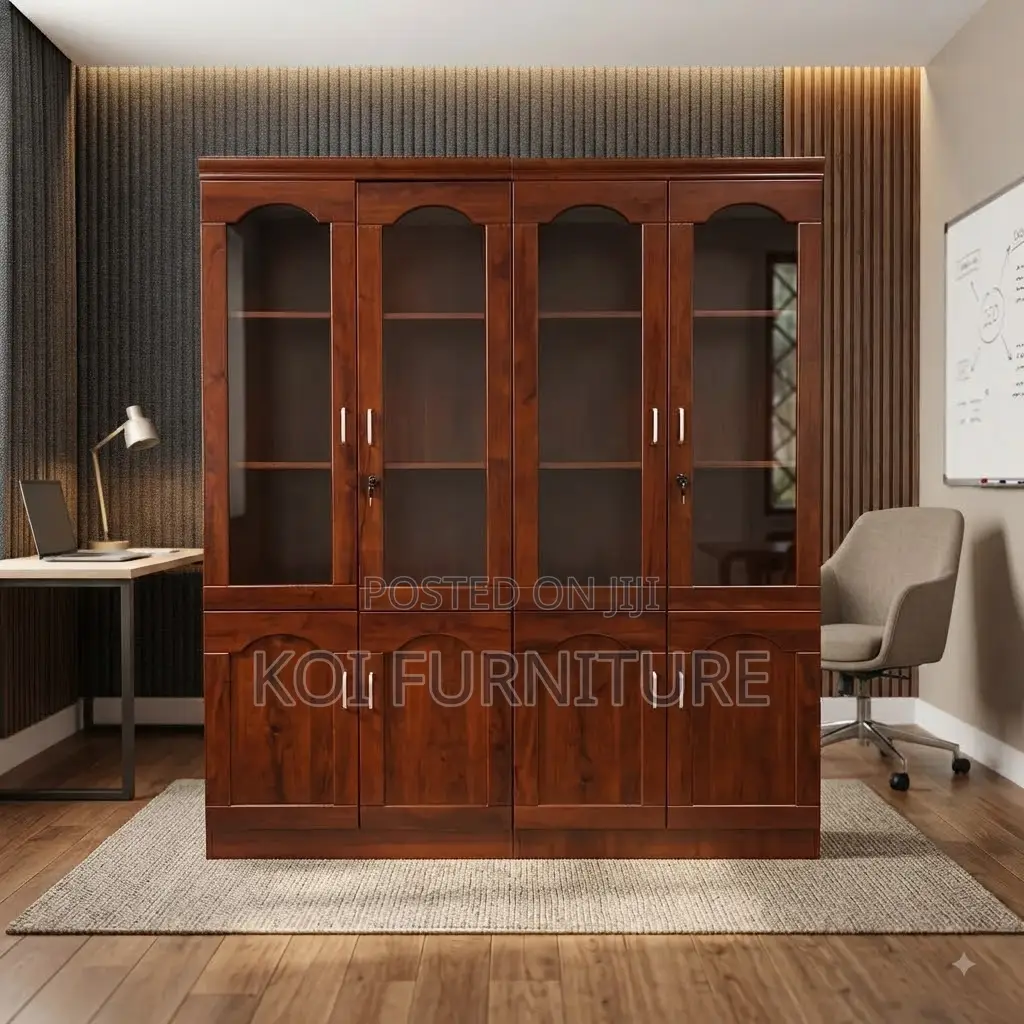 Office Cabinet; Four Drawers Executive Mahogany Finish Office Cabinet