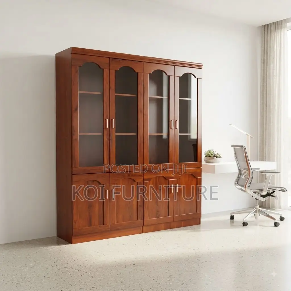 Office Cabinet; Four Drawers Executive Mahogany Finish Office Cabinet