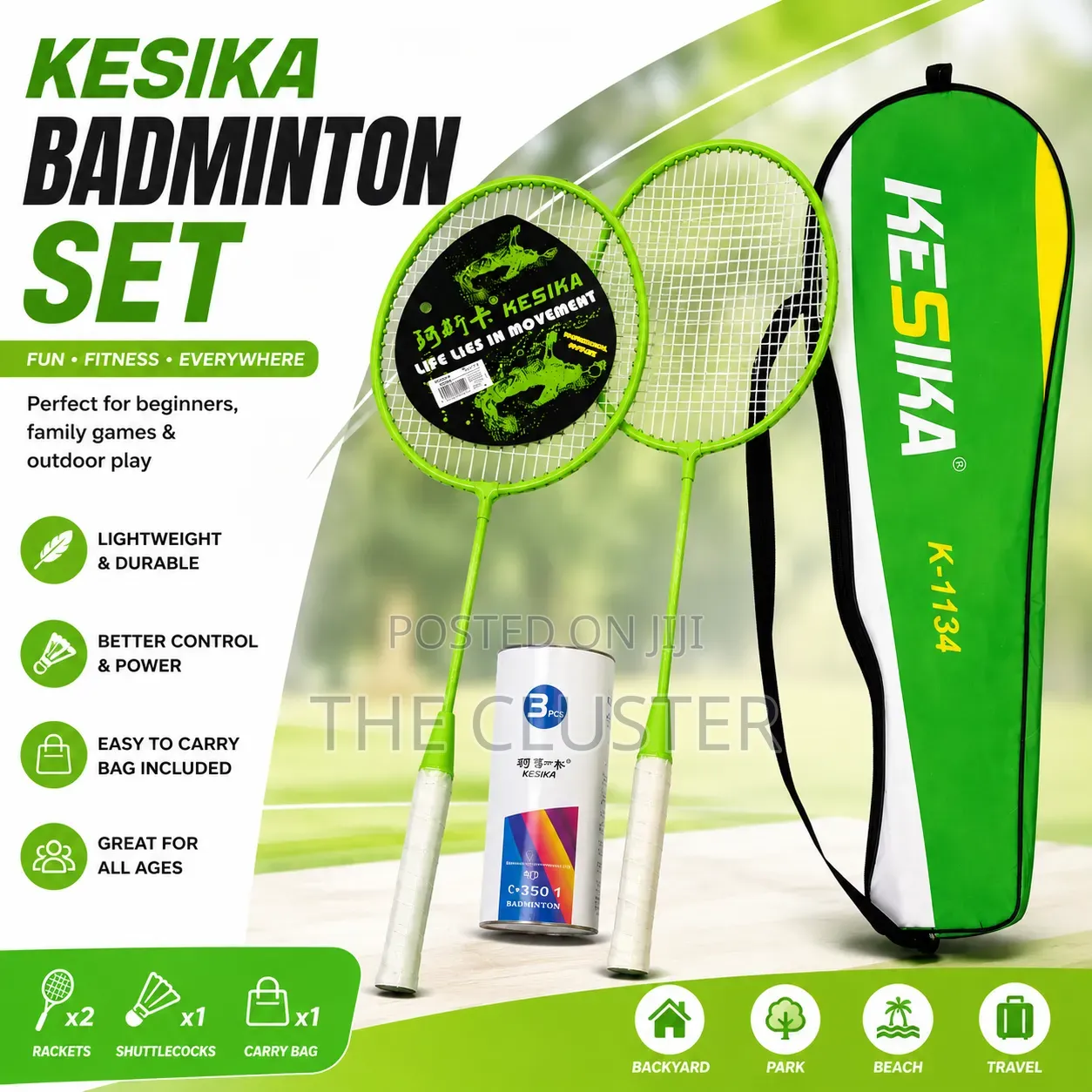 Badminton Racket Set Featuring Two Lightweight,