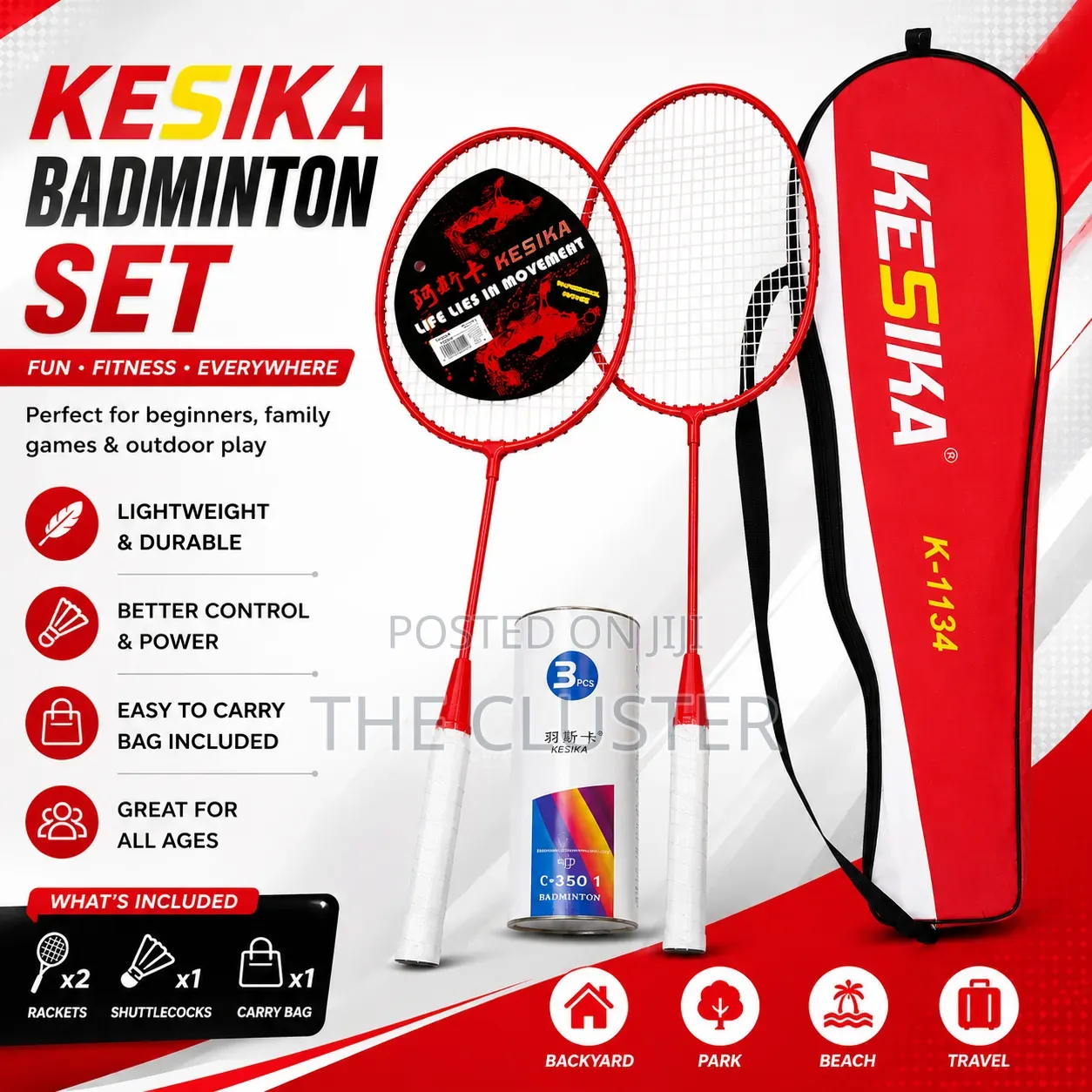 Badminton Racket Set Featuring Two Lightweight,