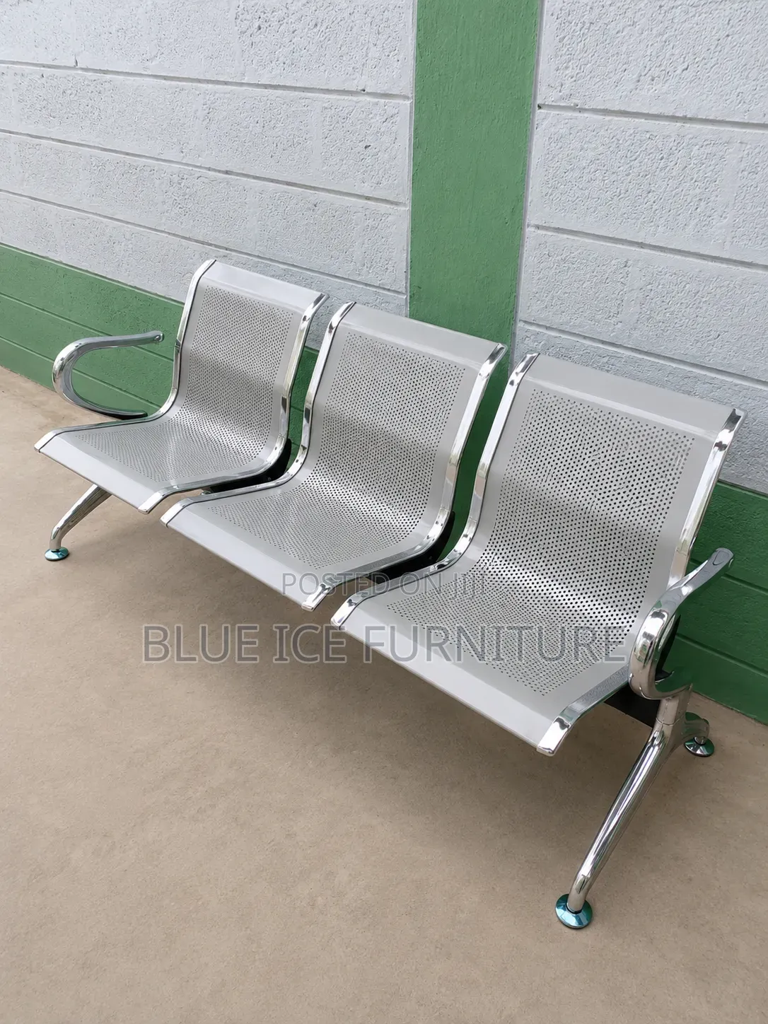 3 Seater Metallic Waiting Chair for Office, Reception Hospital