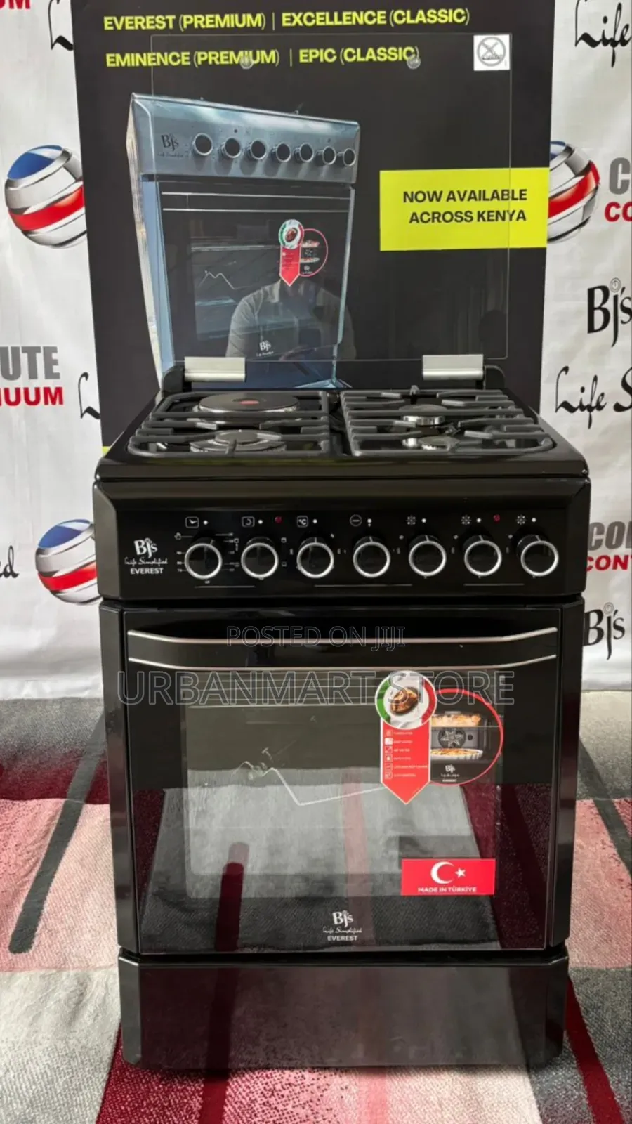 BJS Everest Black 60×60 Cooker With Turbo Fan Oven