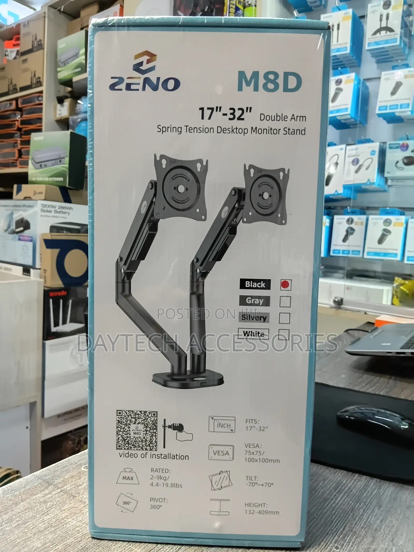 Zeno M8D Dual Monitor Mount Adjustable for Screens 17 to 30 Inches