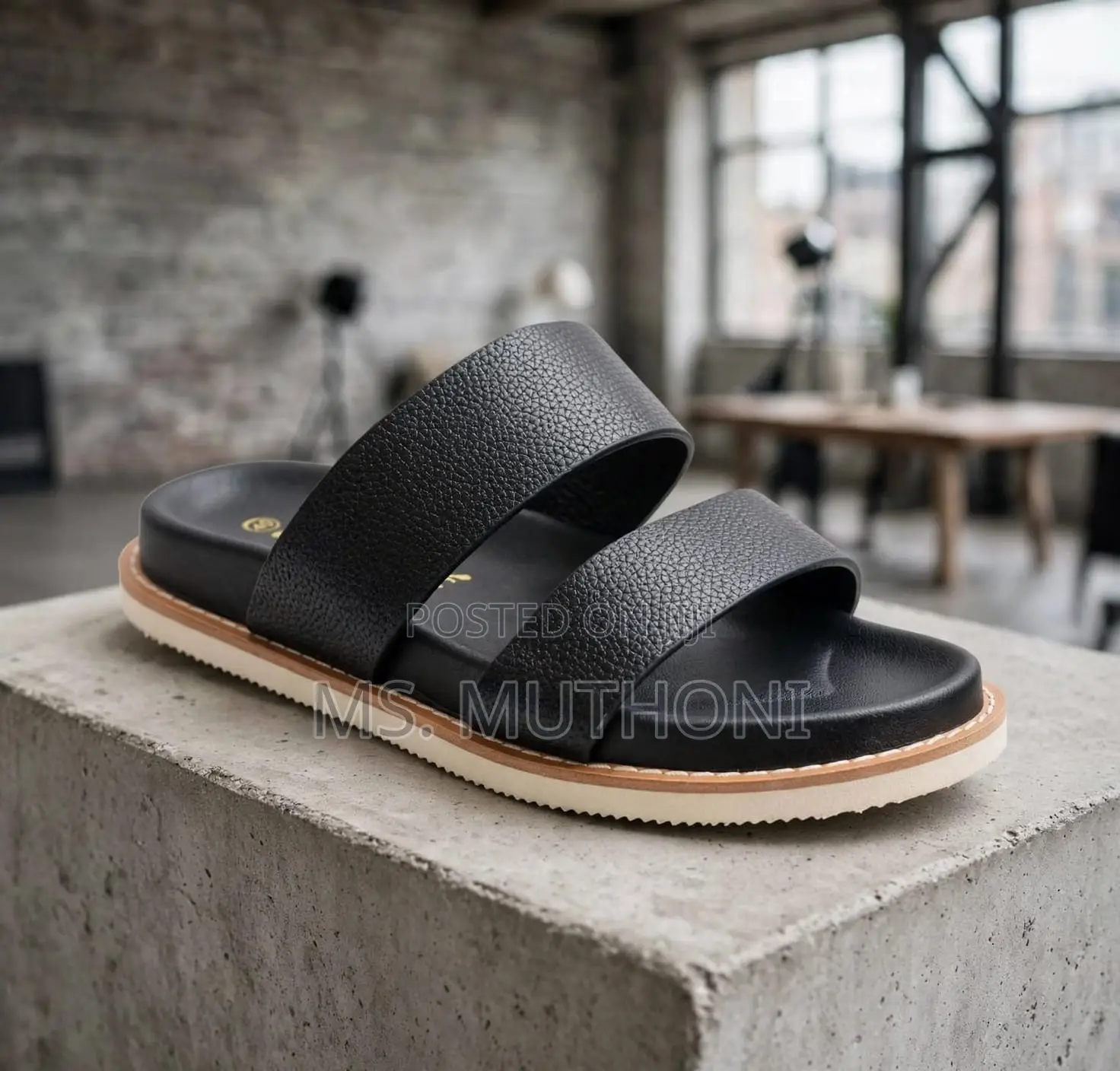 New Arrival Double-Strap Textured Slide Sandals Size 40-45