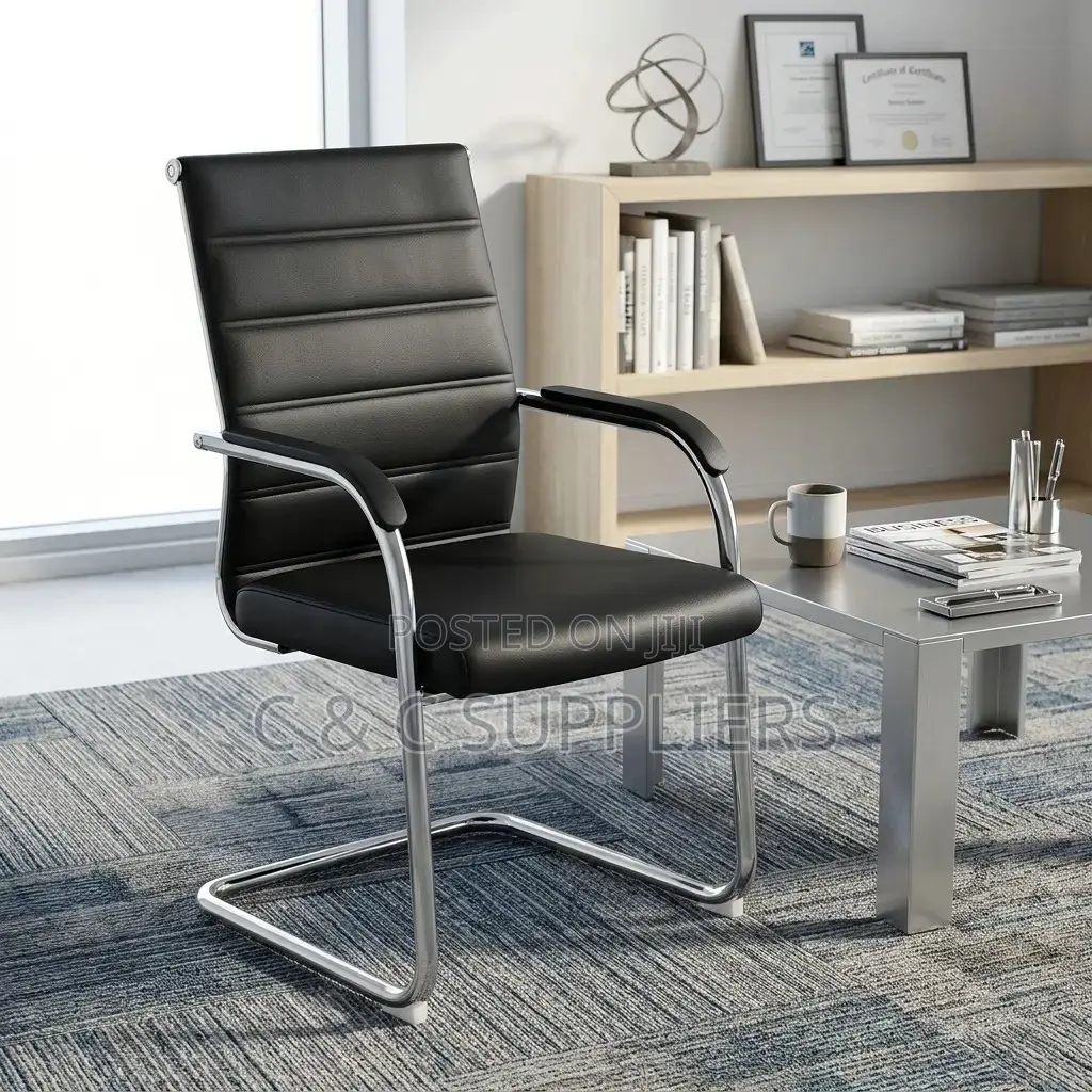 Leather Visitors Chair With Padded Armrest