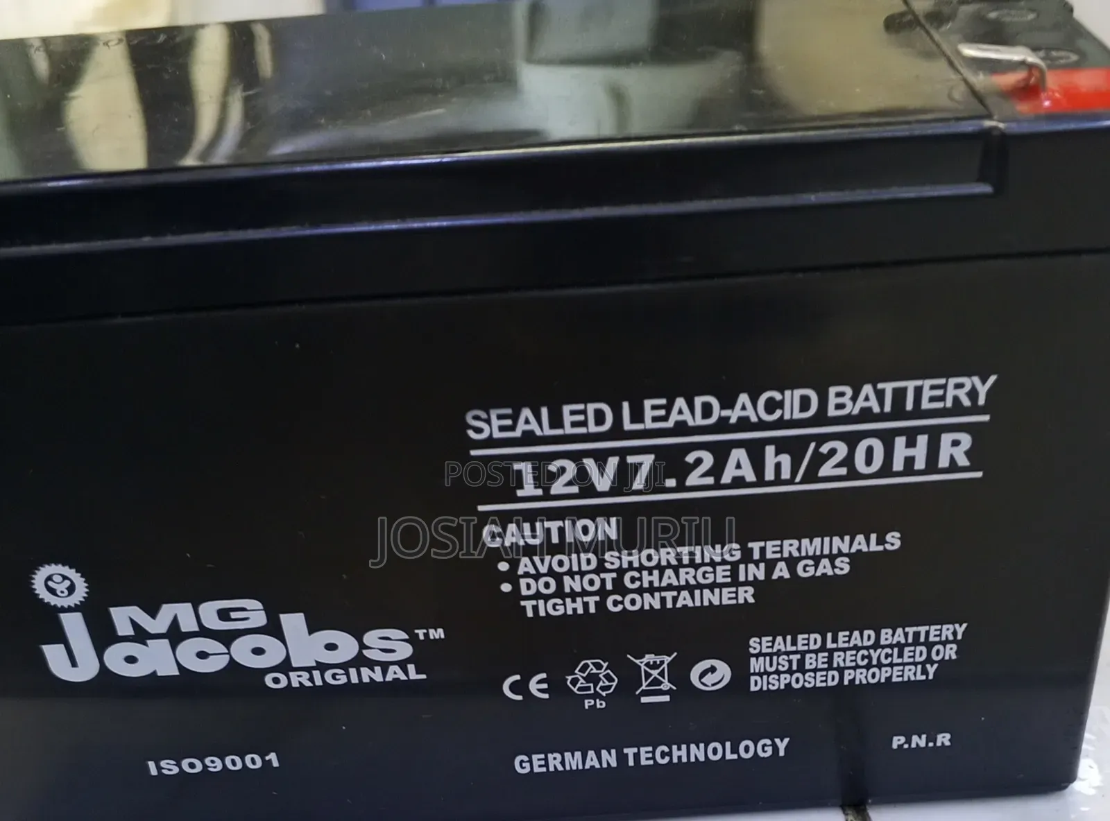 12v 7.2AH MG Jacobs Back Up Battery