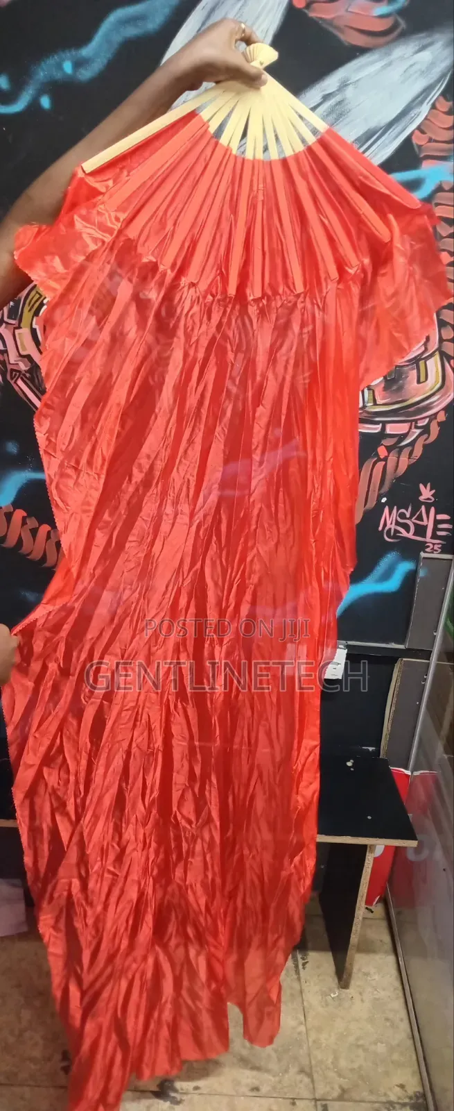 Brand New Red Silk Veil Dance Fan