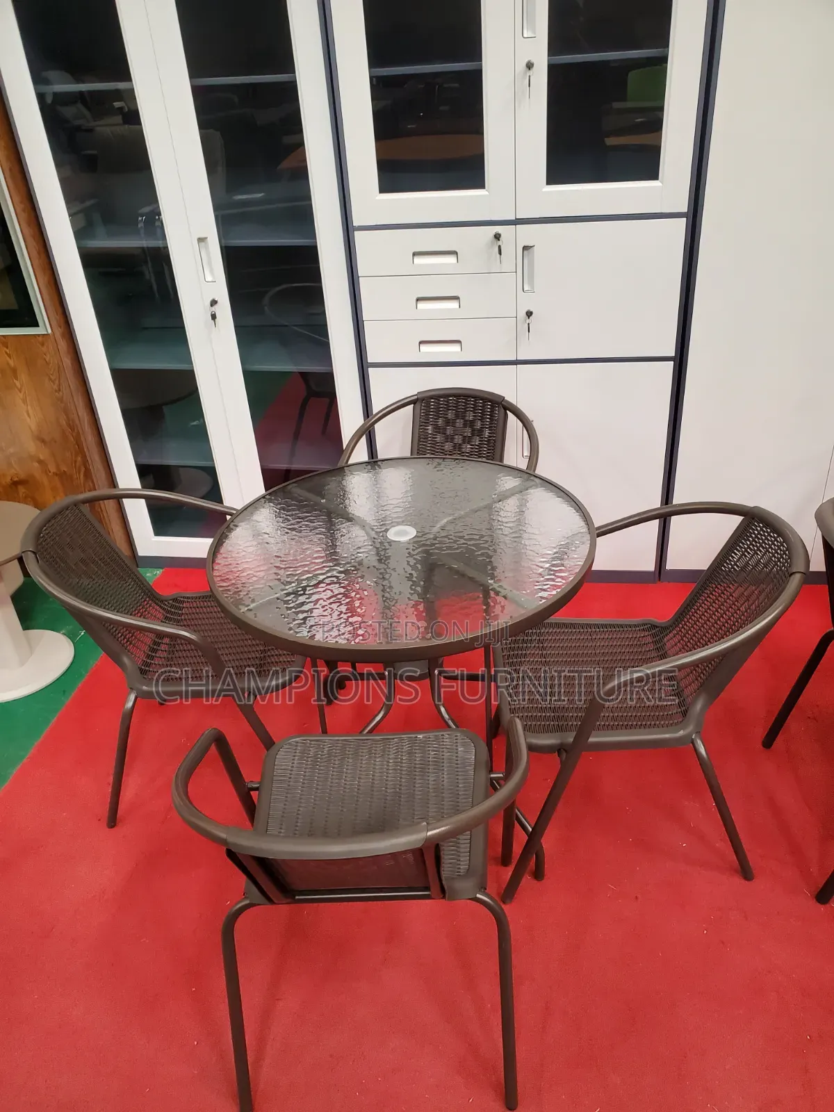 Outdoor Rattan Tempered Glass Set