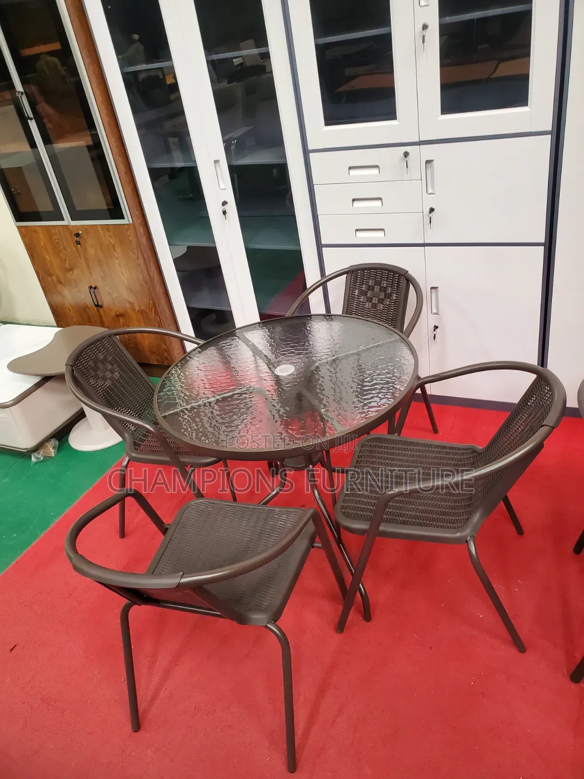 Outdoor Rattan Tempered Glass Set