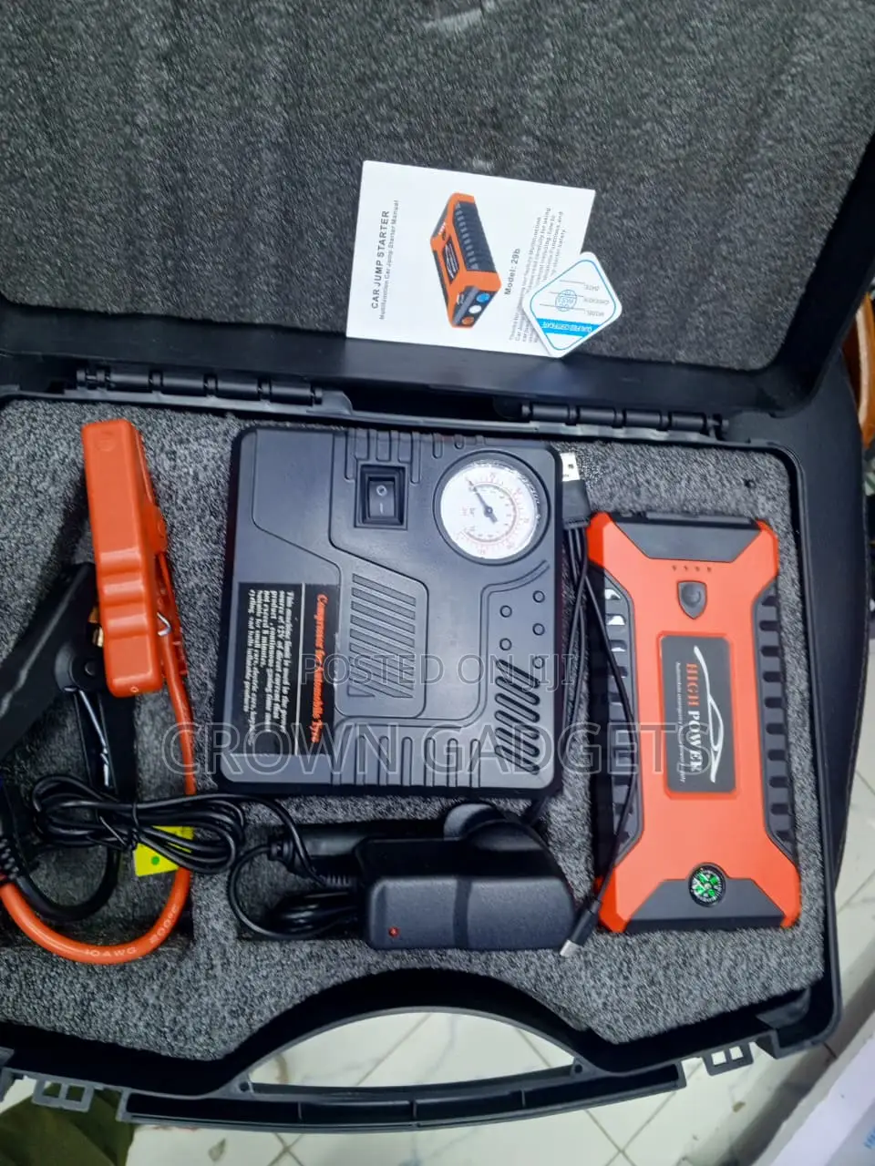 Portable 12V Car Jump Starter 600A With Tire Inflator LED