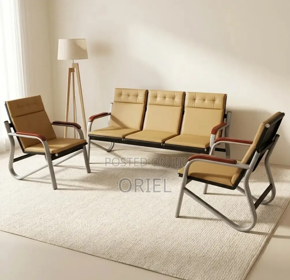 Office Sofa : Waiting Room Brown 5-Seater Sofa