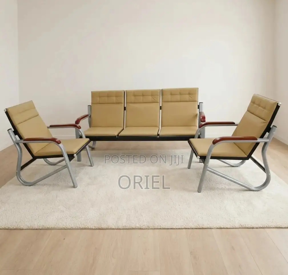 Office Sofa : Waiting Room Brown 5-Seater Sofa