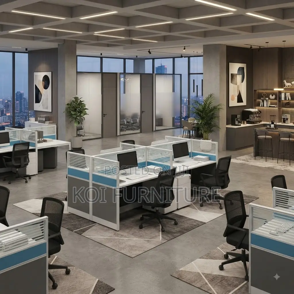 Office Workstation; Four Users Privacy Partioned Cmodern Workstation