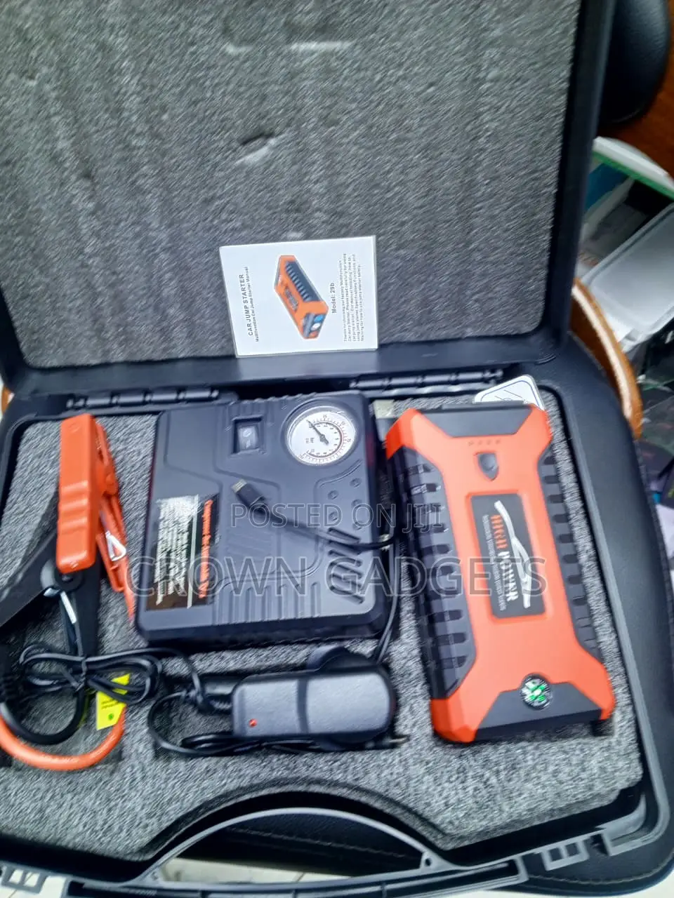 12V Portable Car Jump Starter With Air Pump, USB LED Light