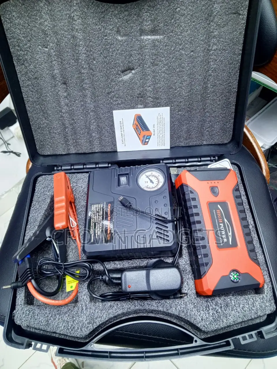 Car Battery Booster Pack With Air Compressor, Power Bank LED