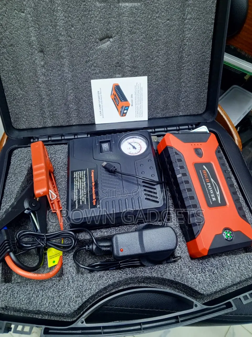 Car Battery Booster Pack With Air Compressor, Power Bank LED