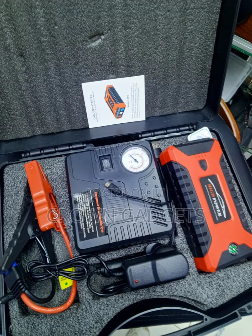 Car Jump Starter 600A With Air Pump, USB Power Bank LED Light