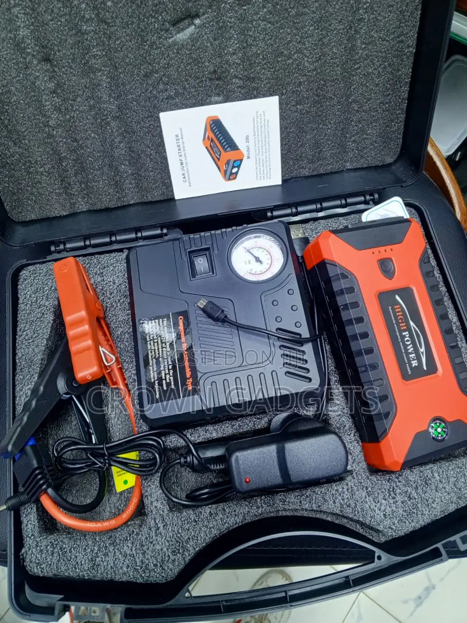 Car Jump Starter 600A With Air Pump, USB Power Bank LED Light