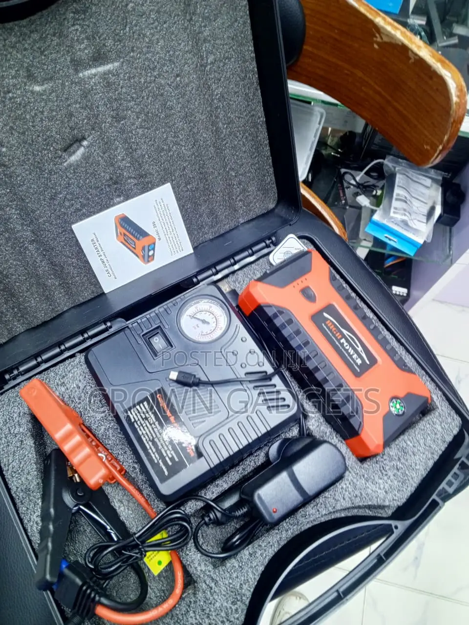 Portable Car Emergency Jump Starter With Tire Inflator Power Bank