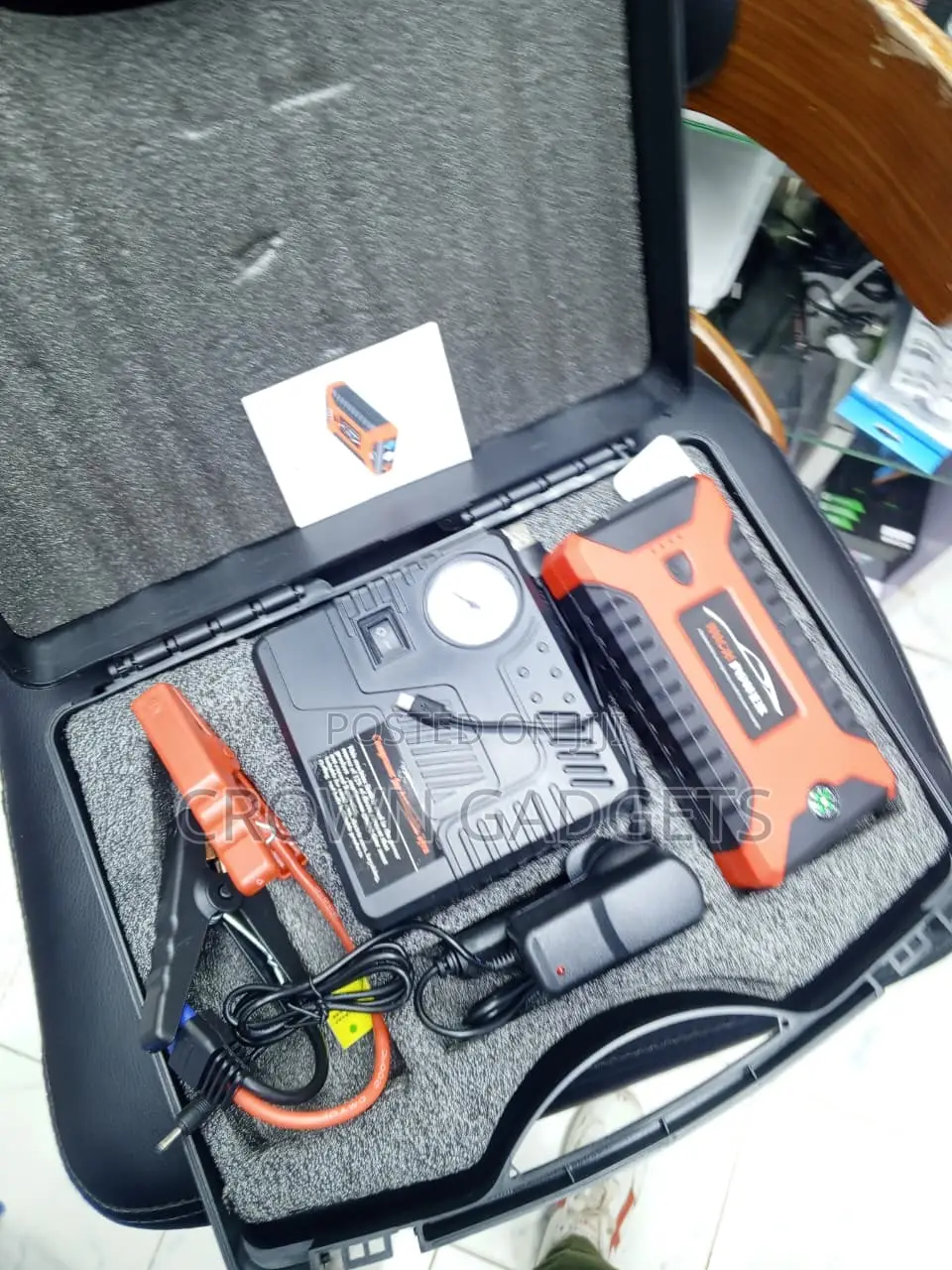 Car Battery Jump Starter With Tire Inflator, Power Bank Flashlight