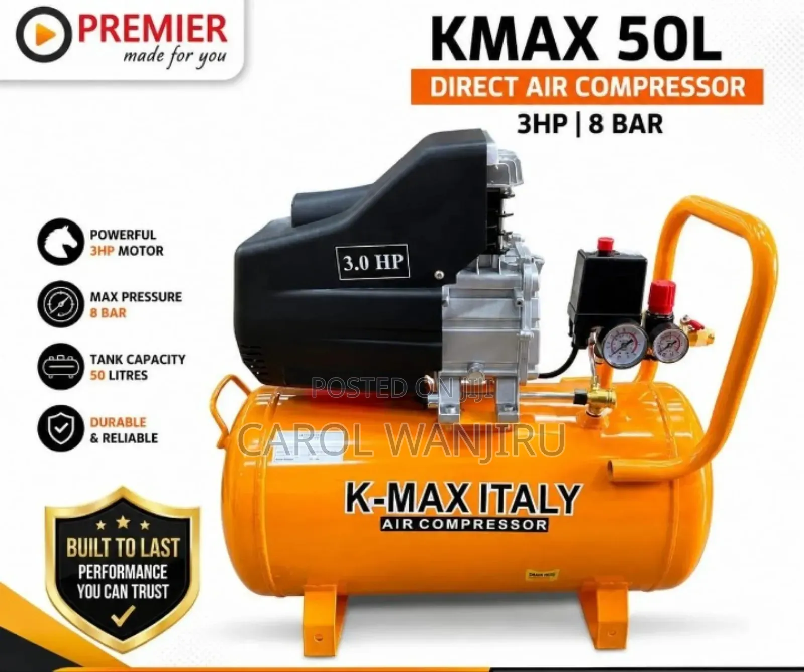 K-Max 50L 3Hp Direct Air Compressor/3hp 8Bar K-Max 50L Compressor