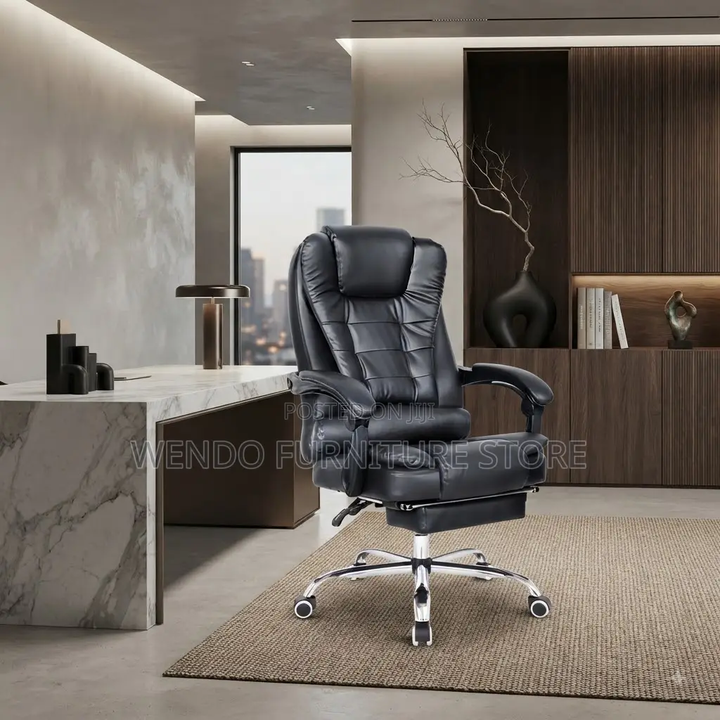 Office Chairs; Heavy Cushioned Office High Back Leather Chairs