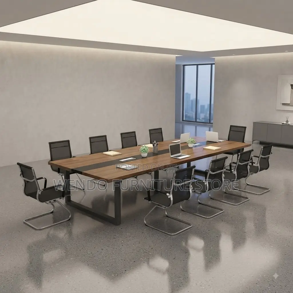 Boardroom Table; 2400MM Brown Meeting Table With Power Cable Manager