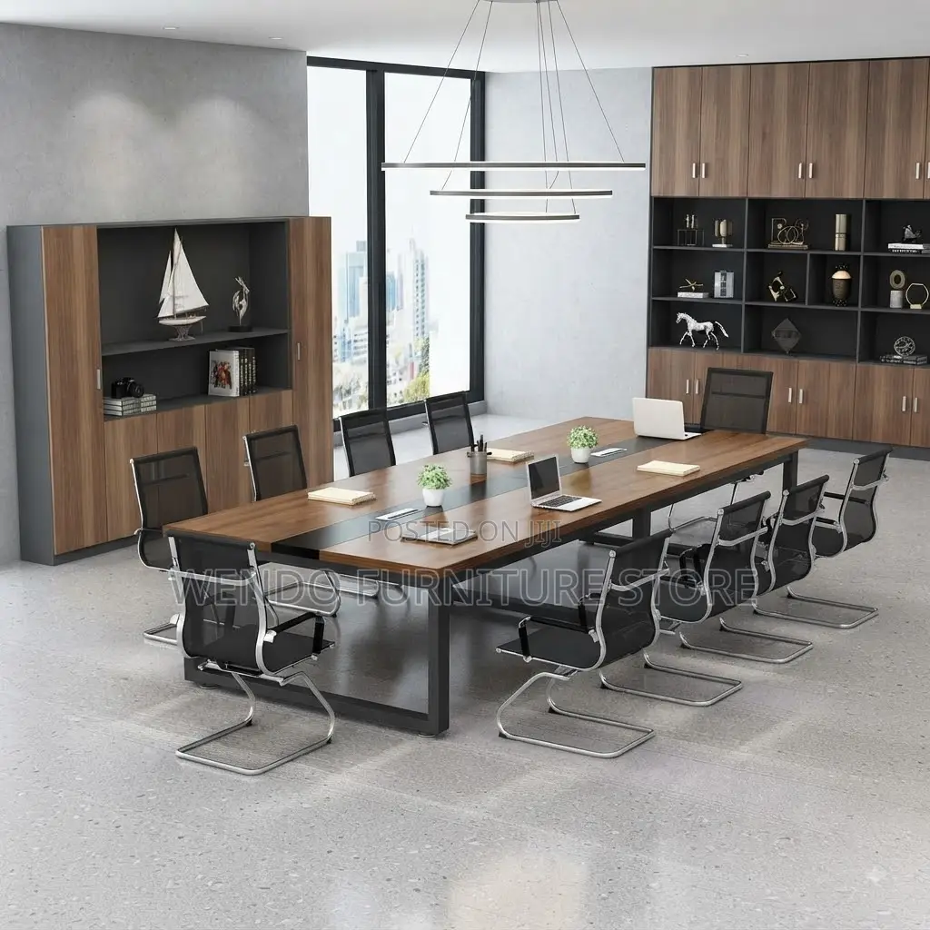 Boardroom Table; 2400MM Brown Meeting Table With Power Cable Manager