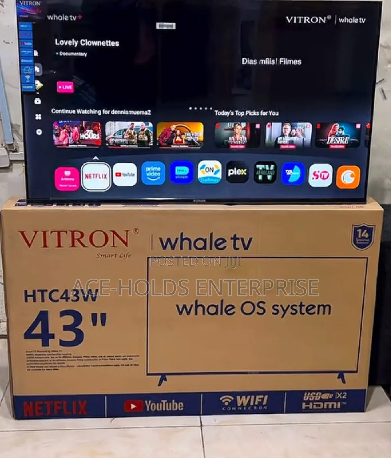 Vitron HTC43W 43" Smart Whale OS TV – Built-in Free to Air Decoder