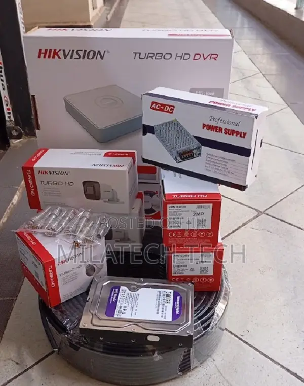 4CH Hikvision DVR CCTV Kit | 4 Cameras + HDD + Accessories