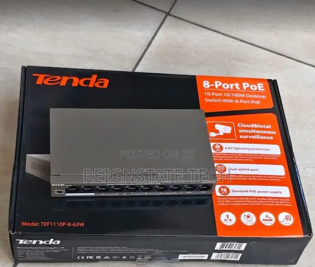 Tenda TEF1110P 8-Port PoE CCTV Network Switch 63W