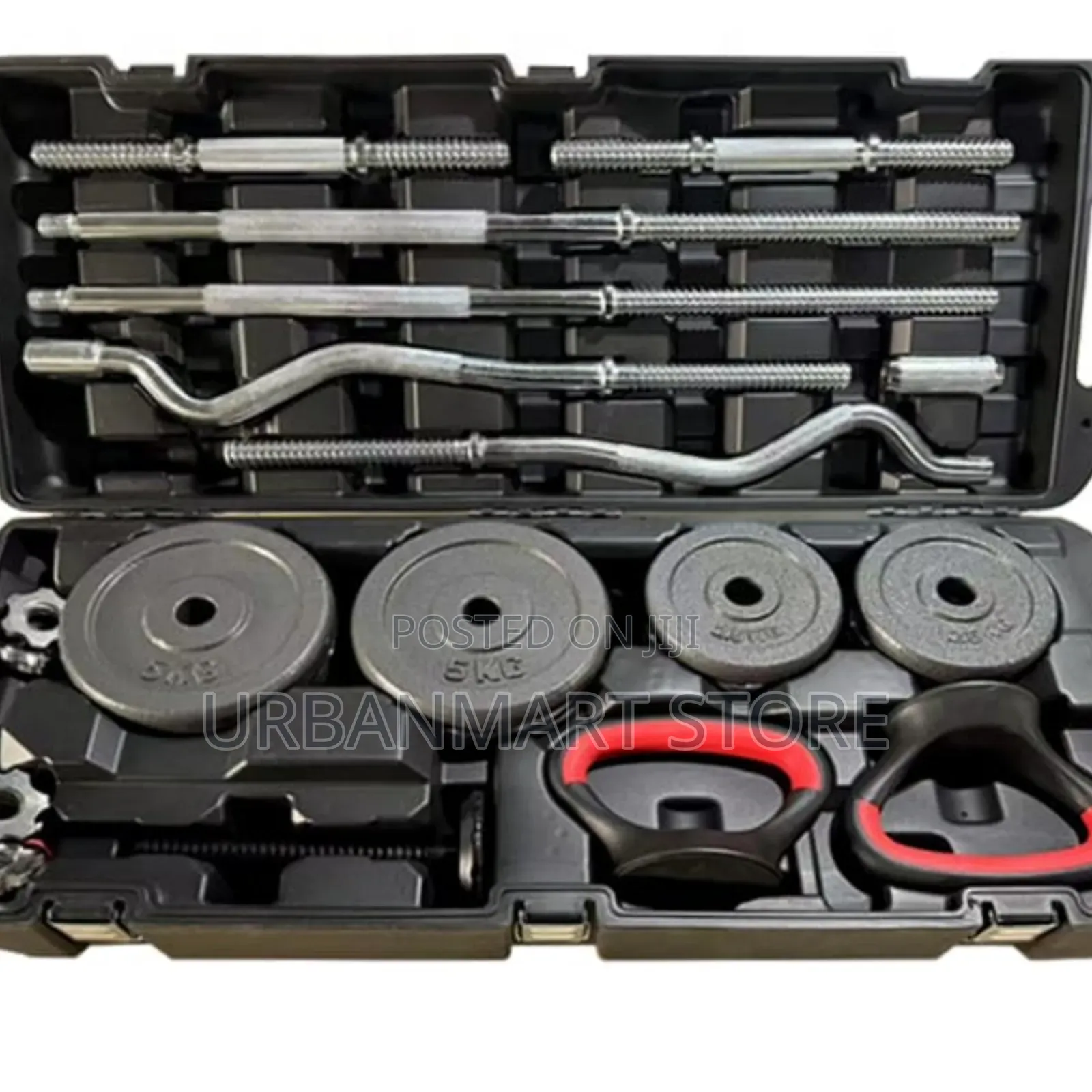 58KG York Weight Set With Dumbbells, Bars Carry Case
