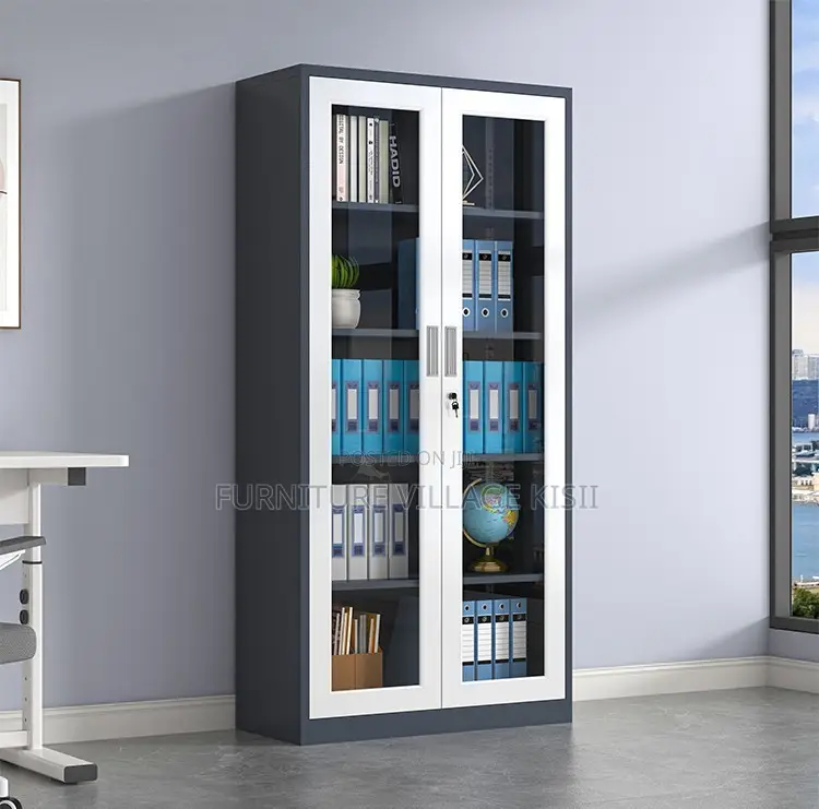 Office Cabinet: 2-Door Glass Metalic Cabinet