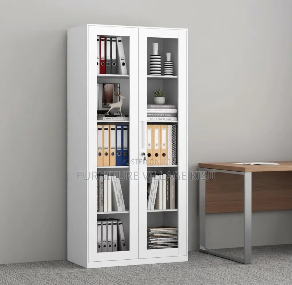 Office Cabinet: 2-Door Glass Metalic Cabinet