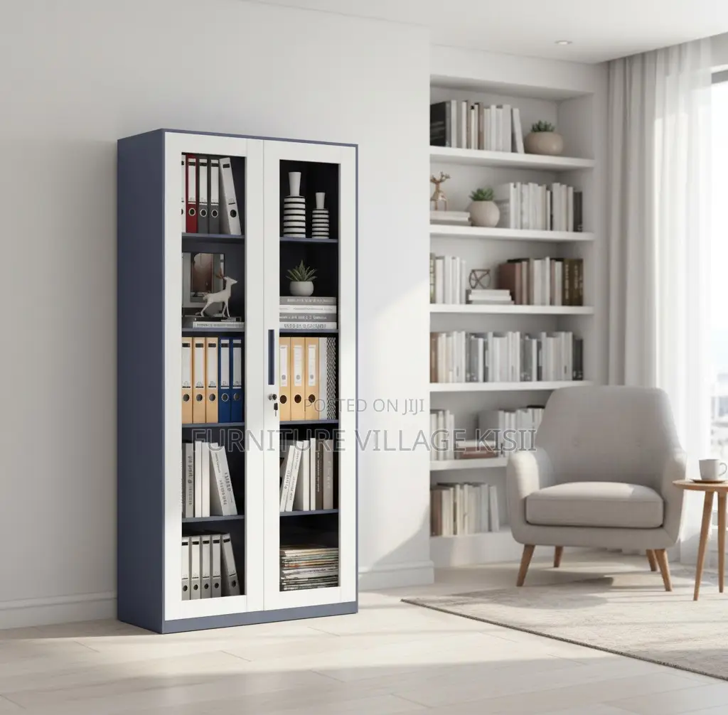 Office Cabinet: 2-Door Glass Metalic Cabinet
