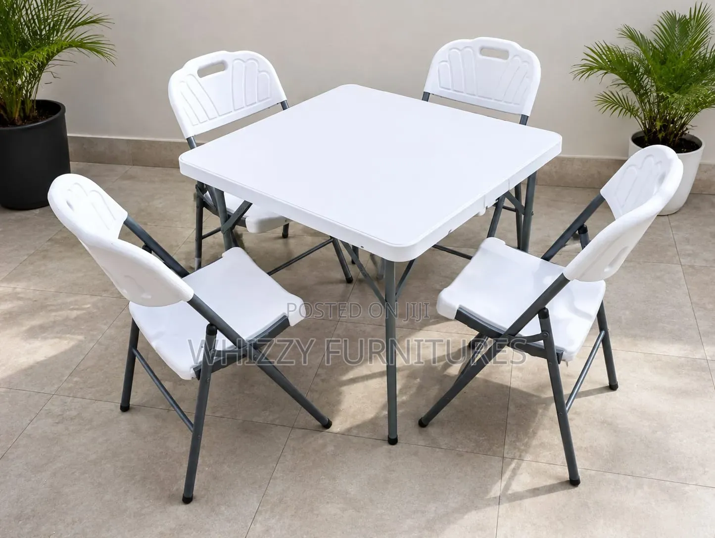 Portable White Folding Table and Chairs Set
