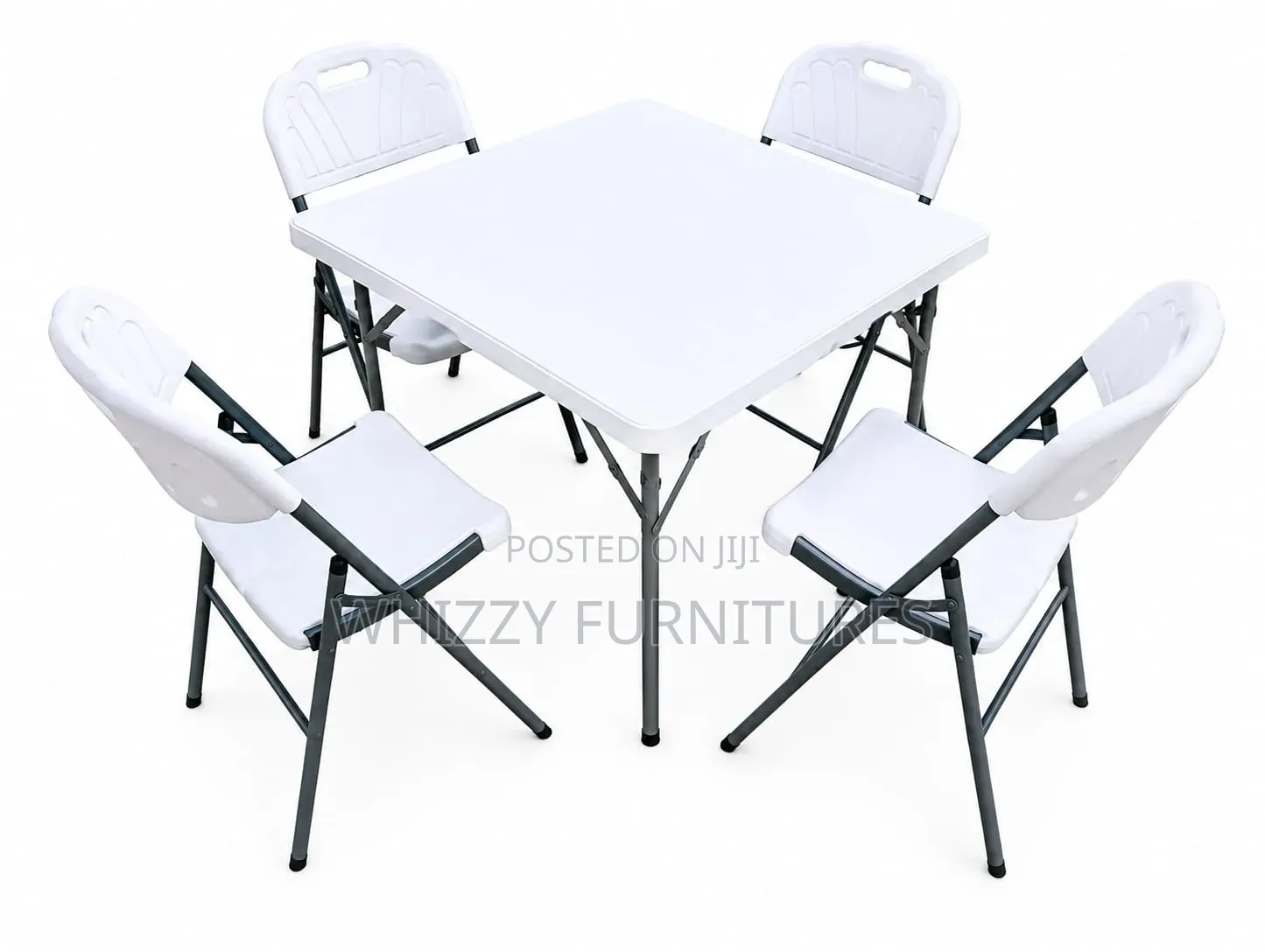 Portable White Folding Table and Chairs Set