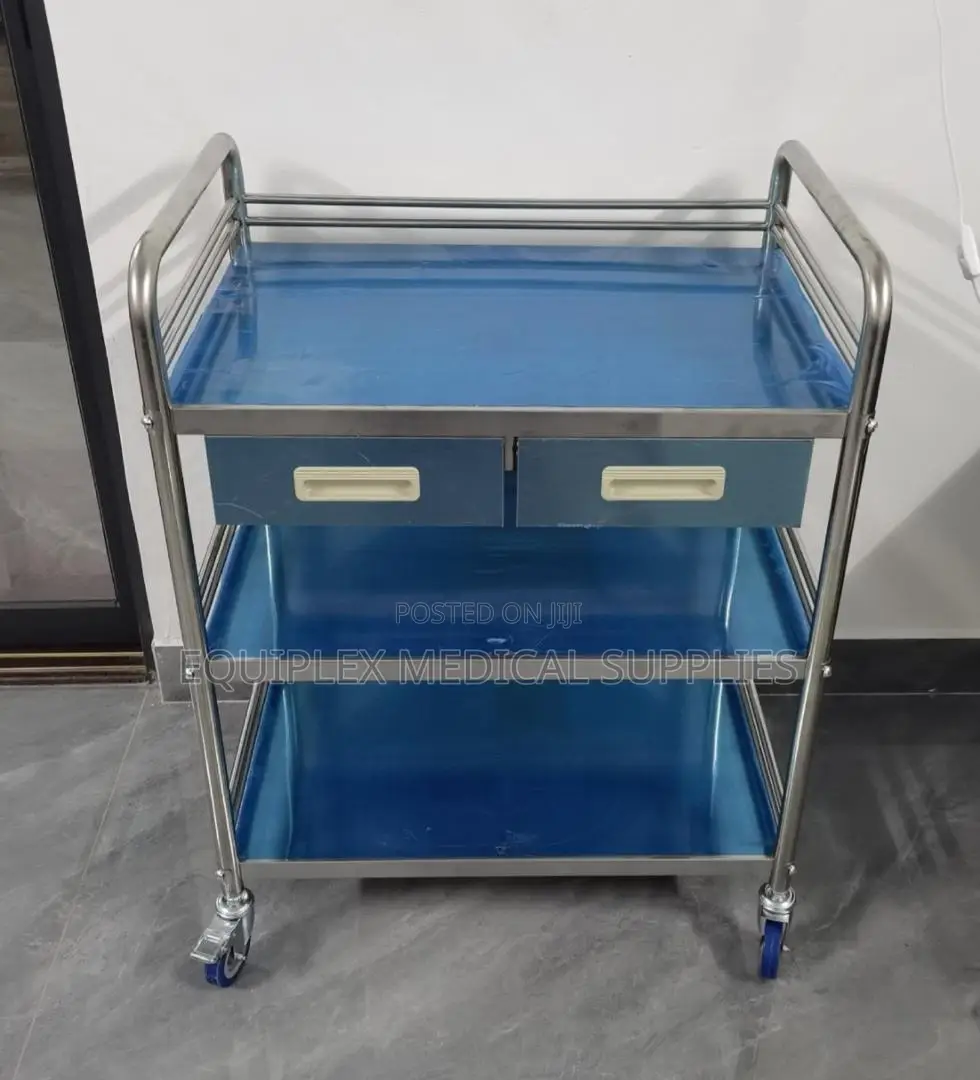 Hospital Dressing Trolley With Two Shelves (Stainless Steel)