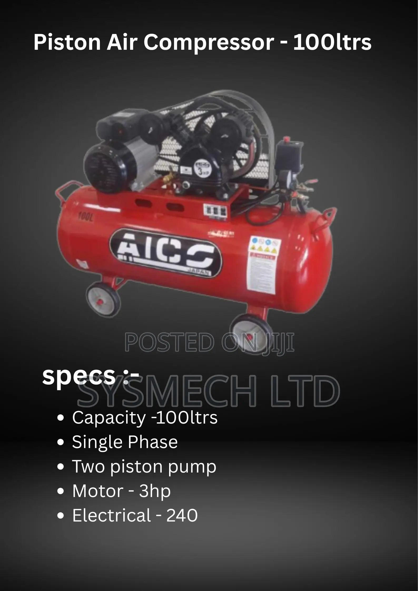 Air Compressor - 100ltrs