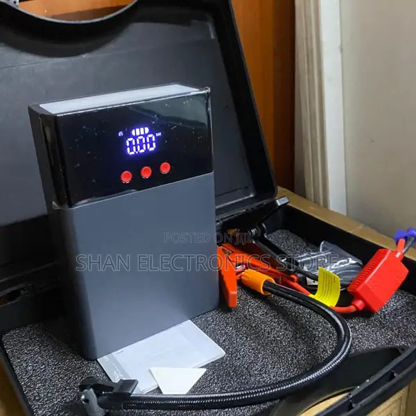 Portable Car Jump Starter With Air Compressor–12V Booster Power Bank