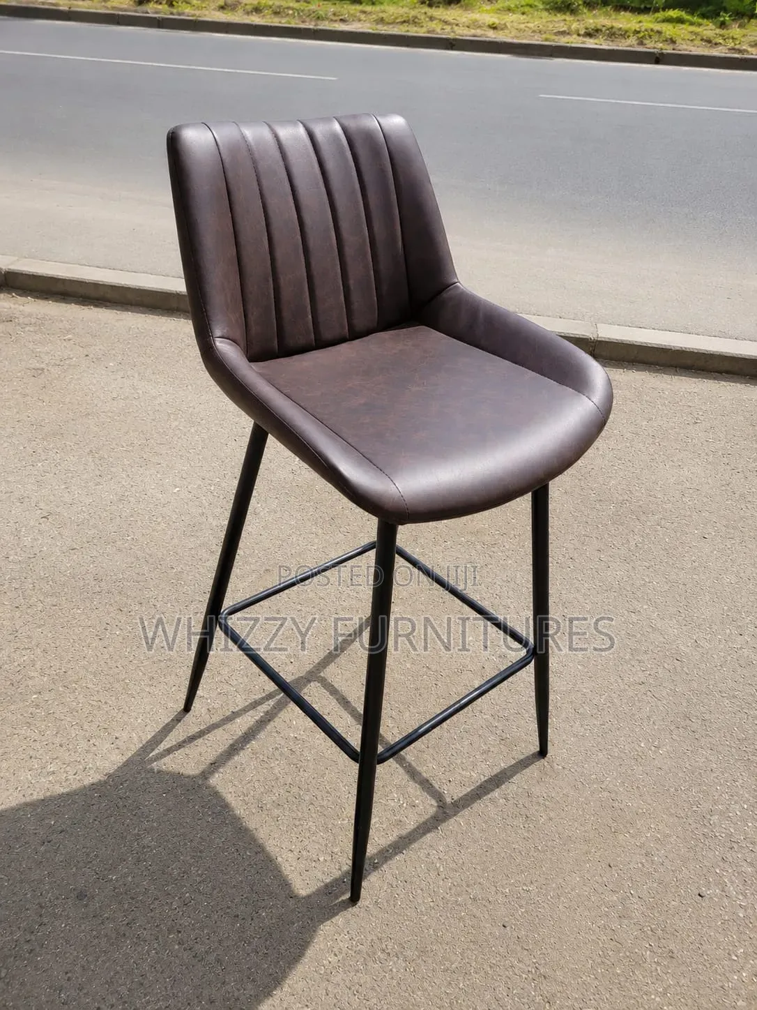 Barstool; Leather Barstool With Backrest _Modern Counter Chair
