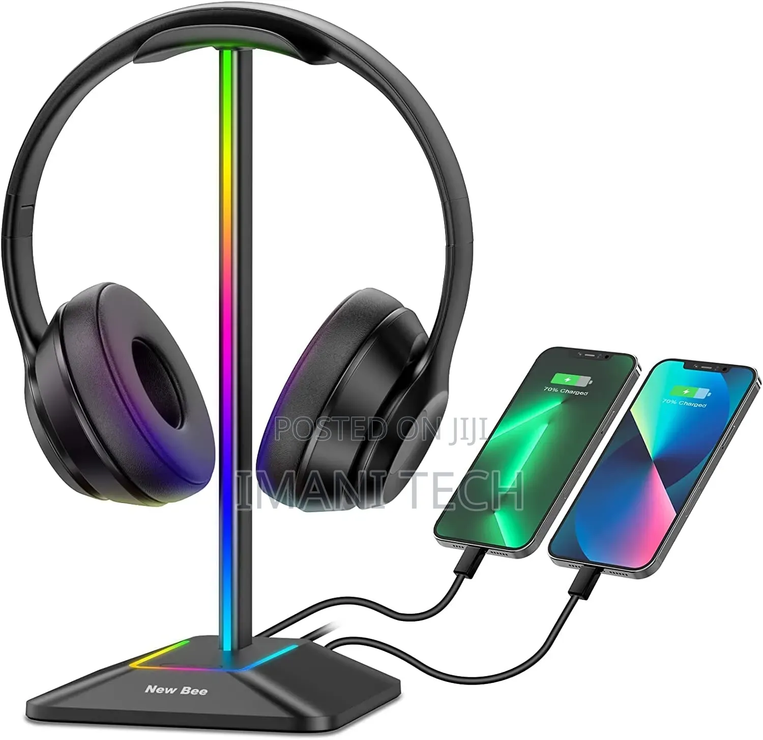 RGB Headphone Stand With USB and Type C Port