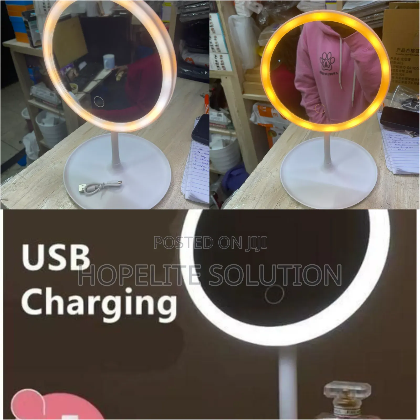 LED Makeup Mirror With a Storage Tray Sensor Touch