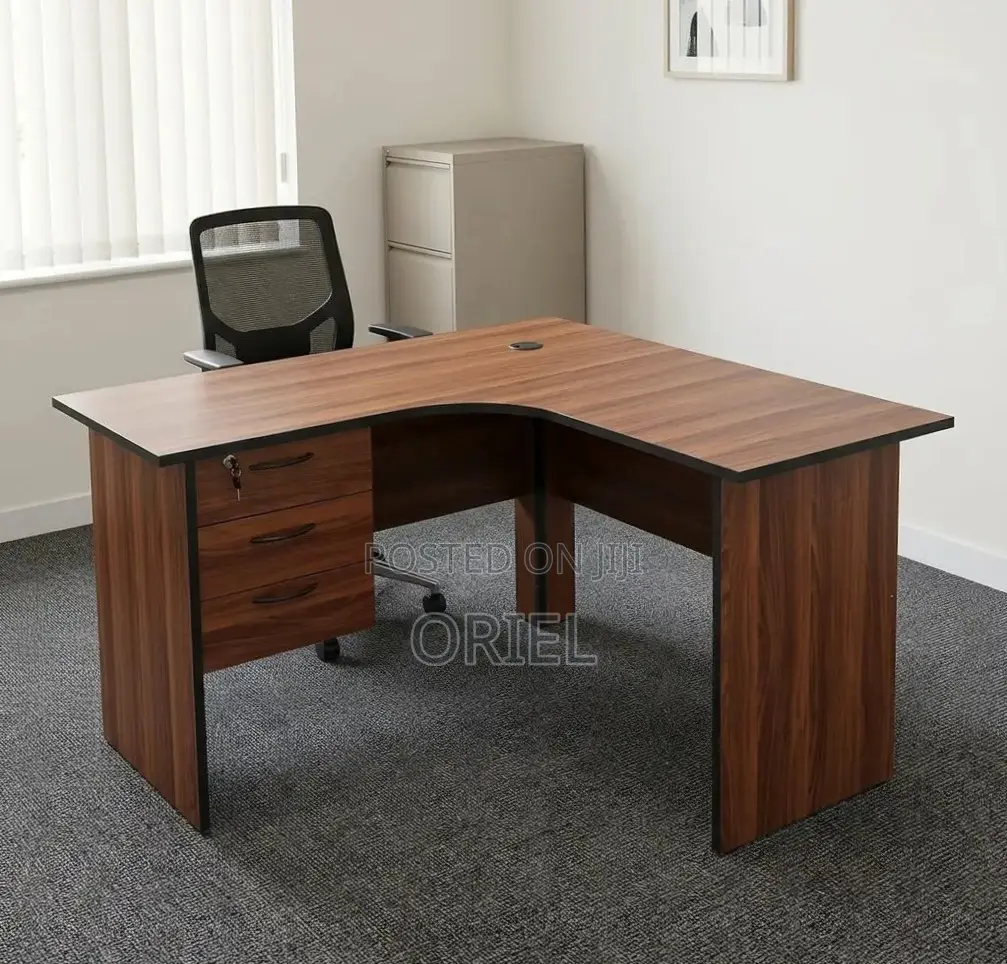 Office Desk : 1.4M Curved L-Shape Study Desk