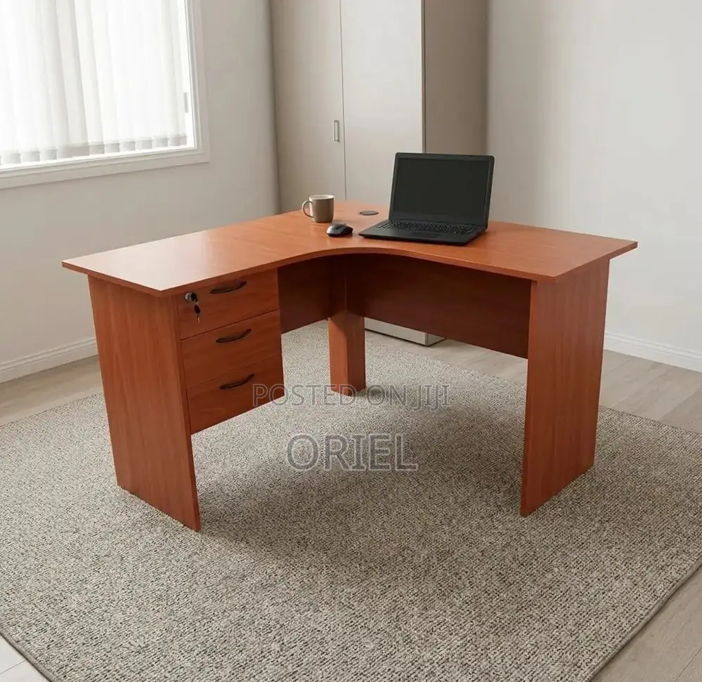 Office Desk : 1.4M Curved L-Shape Study Desk