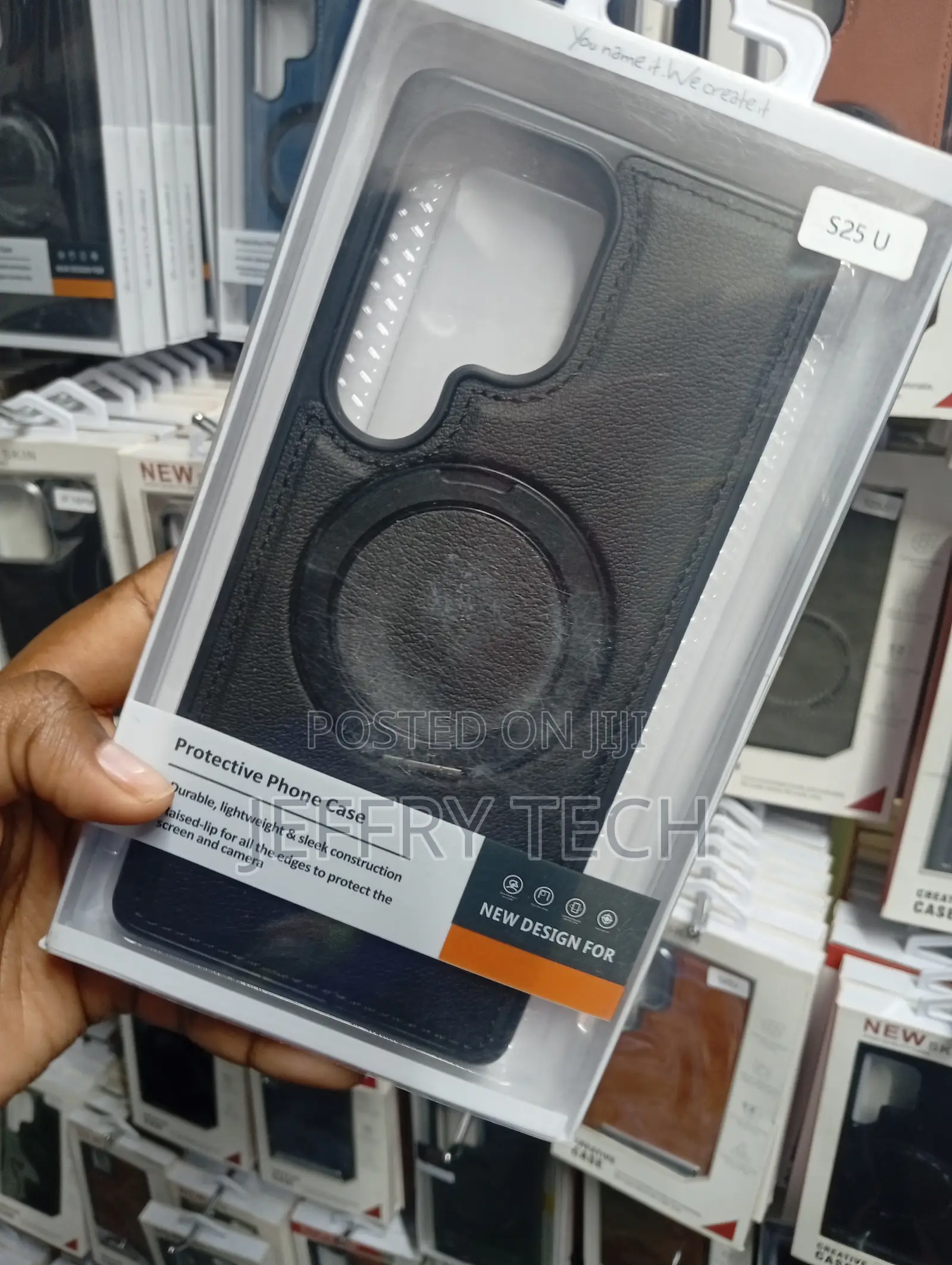 Black Magnetic Ring Kickstand Case for the Samsung Galaxy S25 Ultra