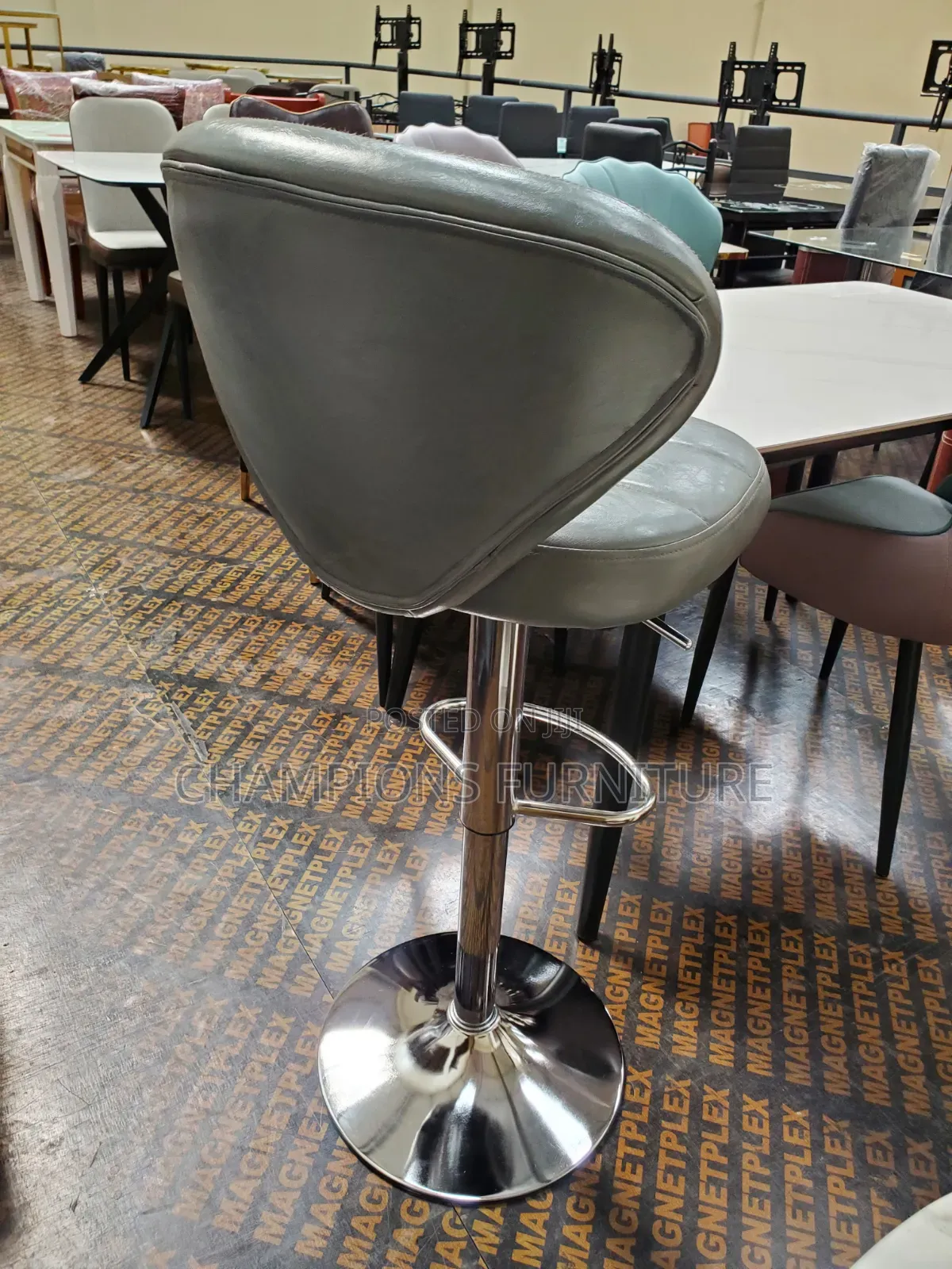 Grey Adjustable Swivel Barstool