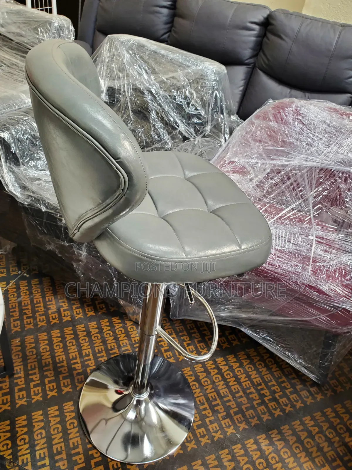 Grey Adjustable Swivel Barstool
