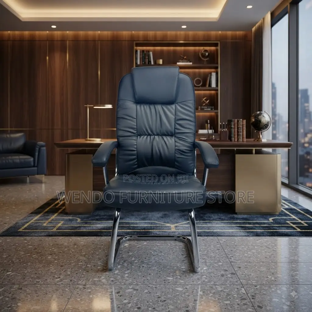 Office Chairs; Sled Based Leather Made Office Visitors Chairs
